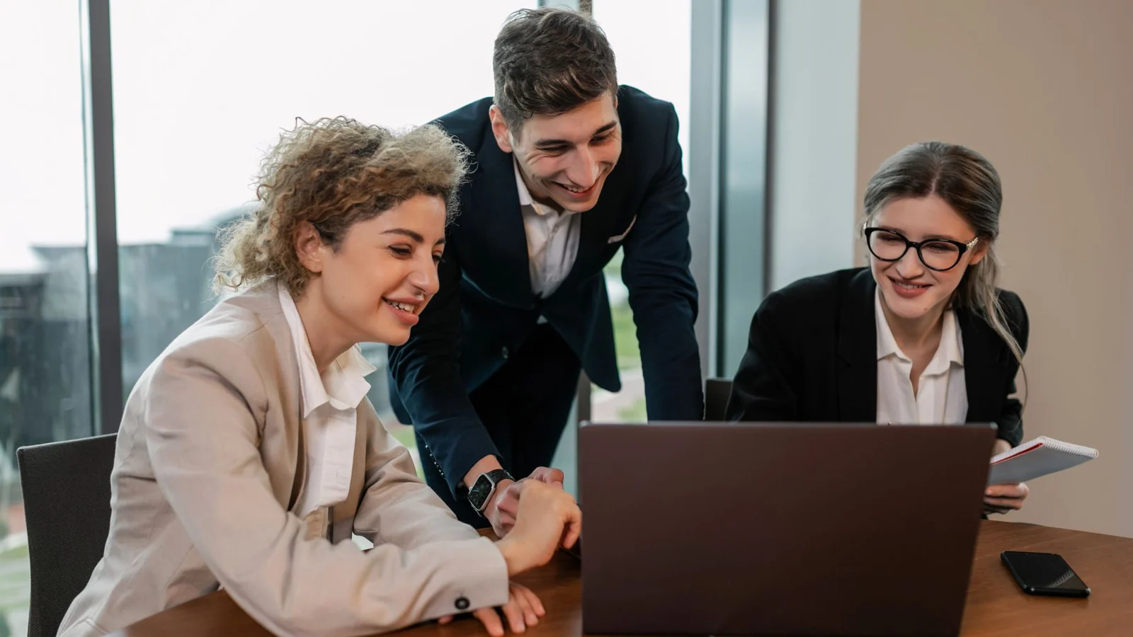 Business team collaborating in a modern office